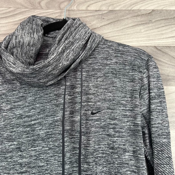 Nike Top Women's Medium Gray Heather Cowl Neck Long Sleeve Drawstrings‎ Pullover - Picture 3 of 11